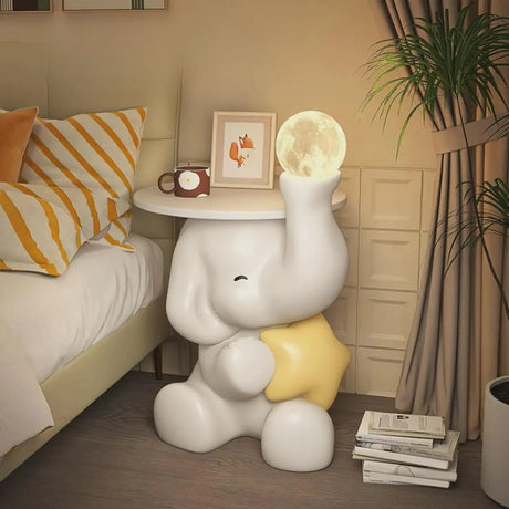 White Elephant Resin Table Storage Kids Nightstand Image - 1