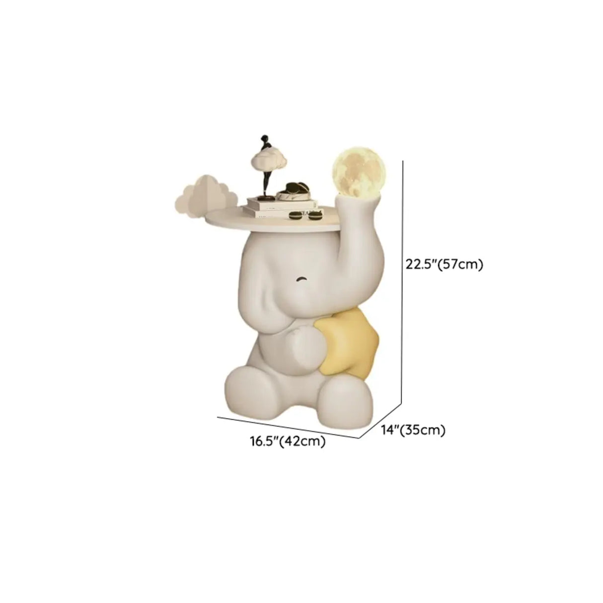 White Elephant Resin Table Storage Kids Nightstand Image - 10