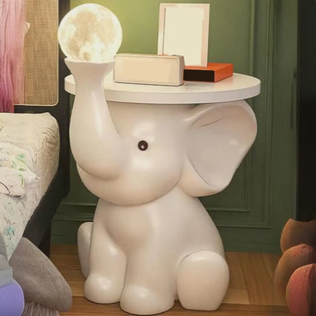 White Elephant Resin Table Storage Kids Nightstand Image - 2