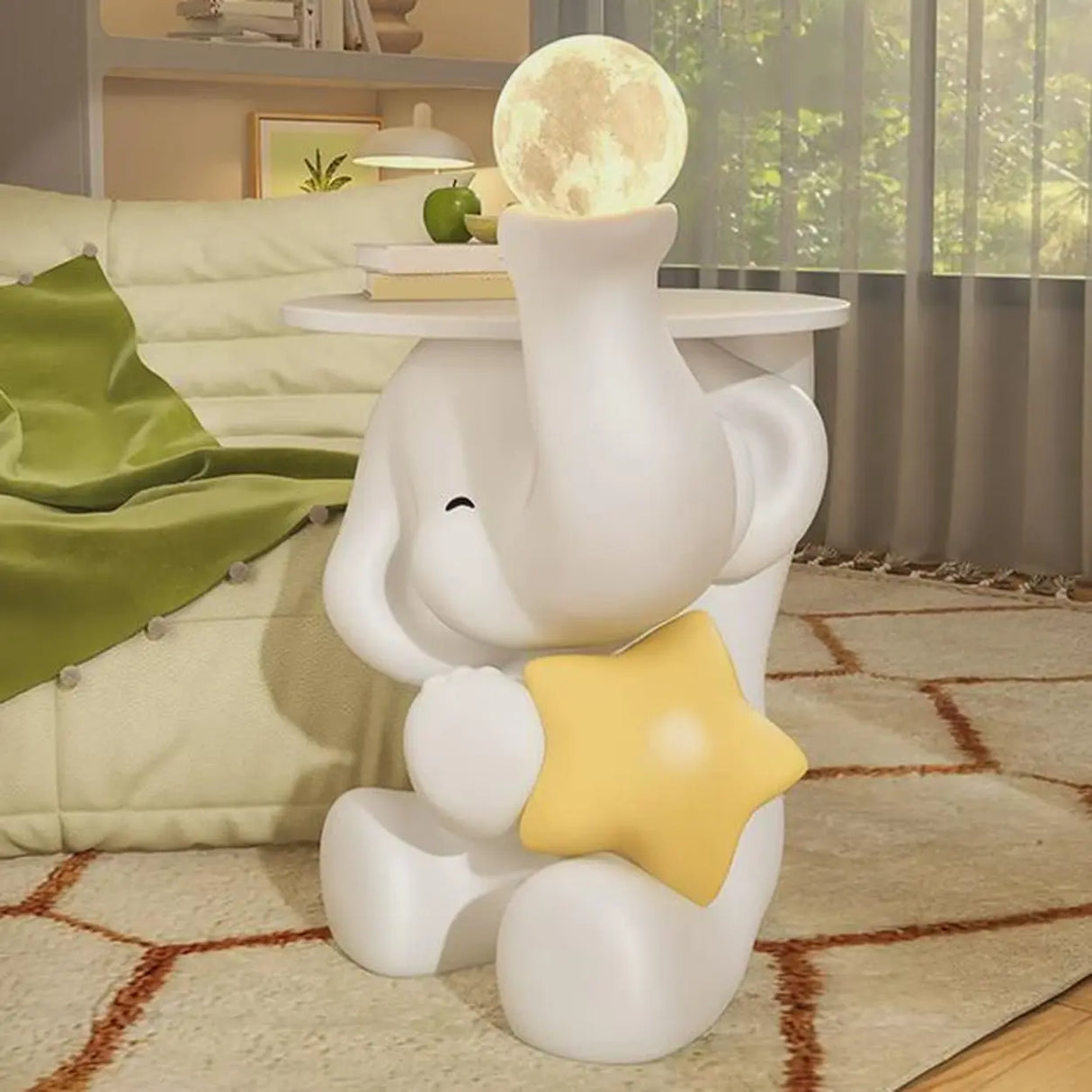 White Elephant Resin Table Storage Kids Nightstand Image - 7