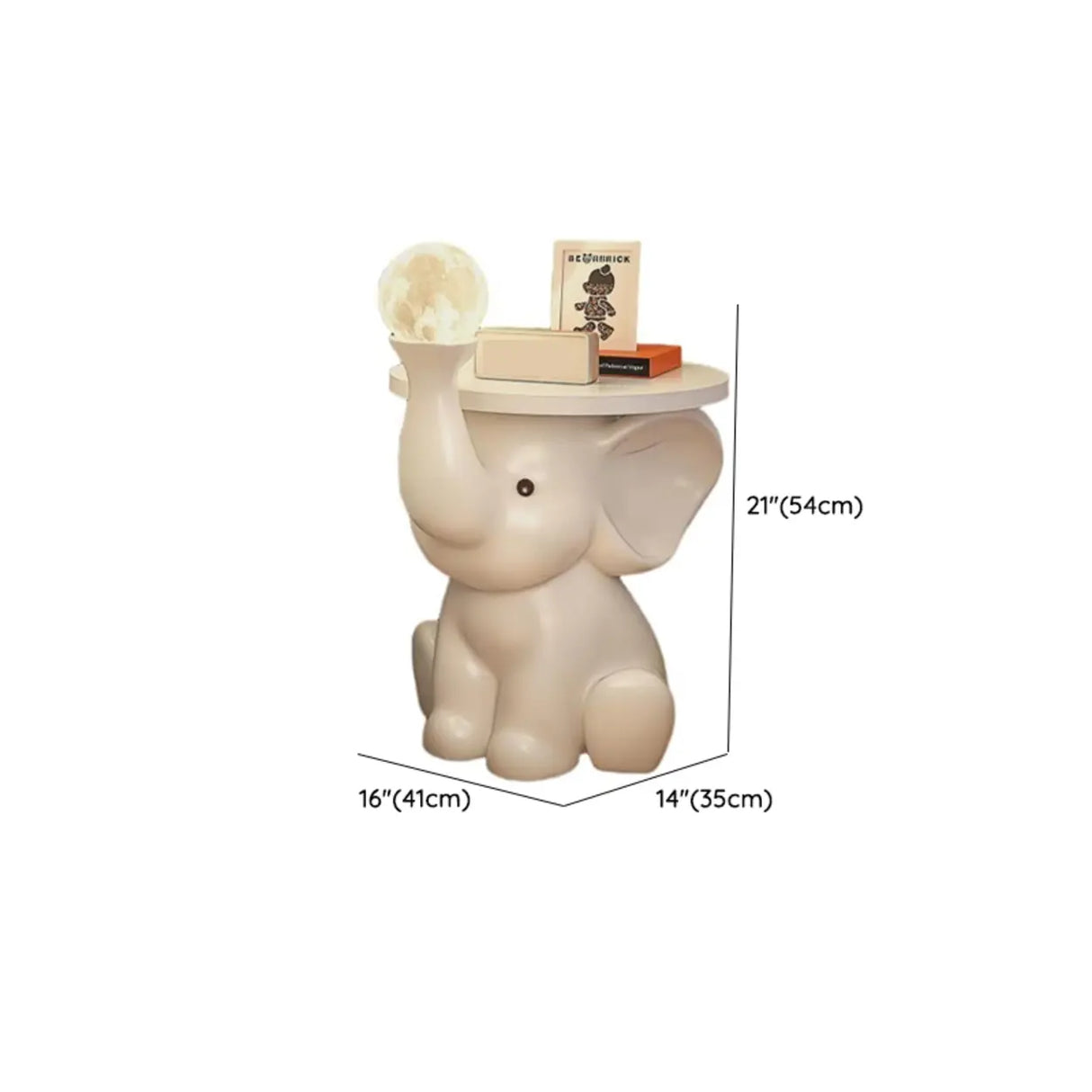 White Elephant Resin Table Storage Kids Nightstand 