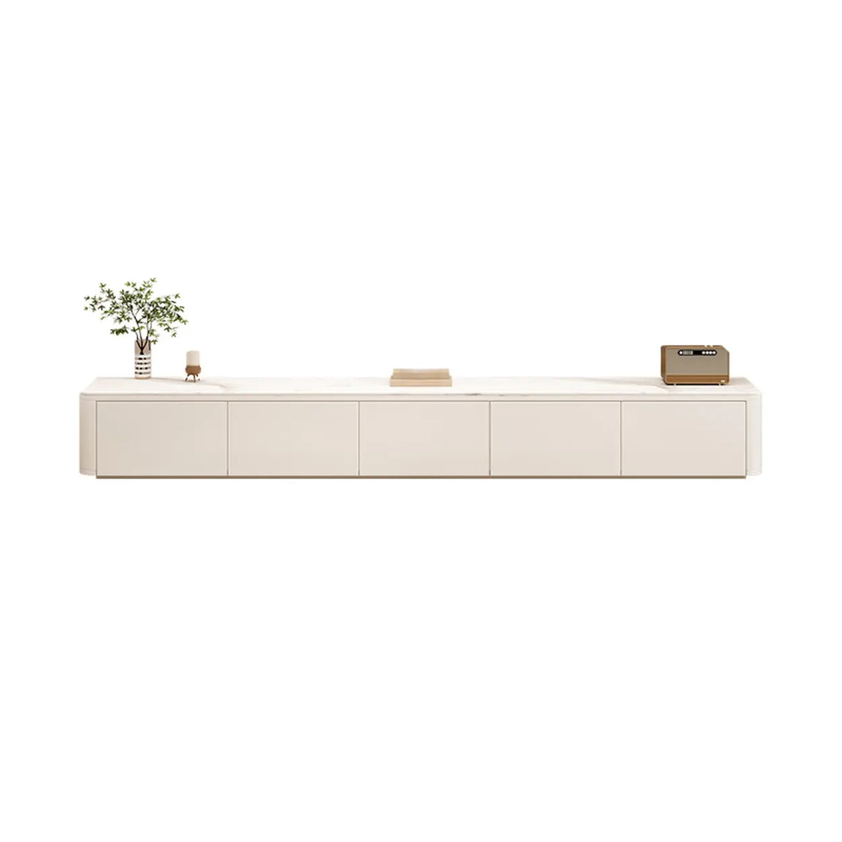 White Enclosed Storage Drawers Rectangle TV Stand Image - 11