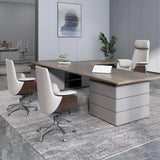 White Ergonomic Modern Executive Swivel Leather Office Chair Image - 1