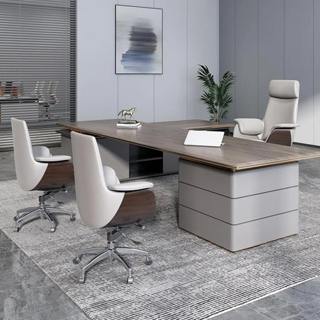 White Ergonomic Modern Executive Swivel Leather Office Chair Image - 1