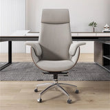 White Ergonomic Modern Executive Swivel Leather Office Chair Image - 3