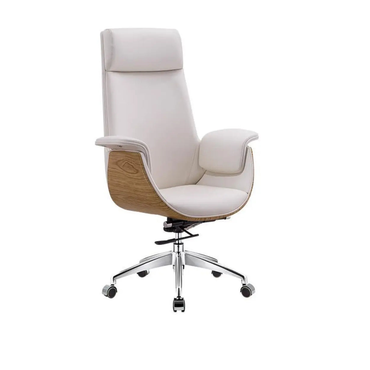 White Ergonomic Modern Executive Swivel Leather Office Chair Image - 5