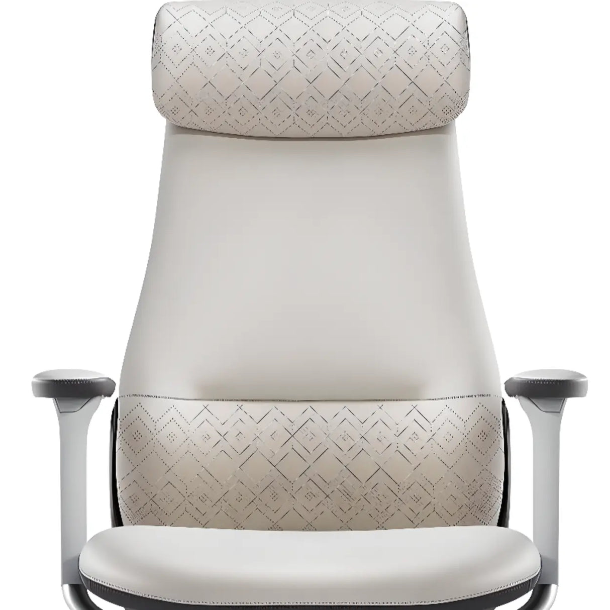 White Ergonomic Swivel Leather Office Chair with Headrest Image - 12
