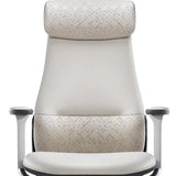 White Ergonomic Swivel Leather Office Chair with Headrest Image - 12