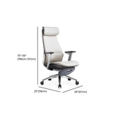 White Ergonomic Swivel Leather Office Chair with Headrest Image - 14