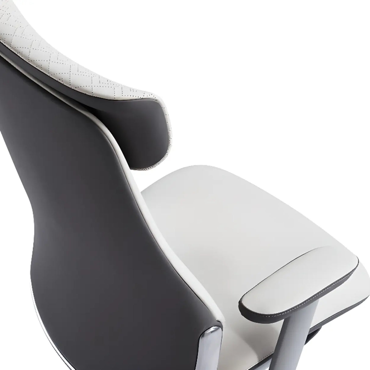White Ergonomic Swivel Leather Office Chair with Headrest Image - 7