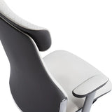 White Ergonomic Swivel Leather Office Chair with Headrest Image - 7