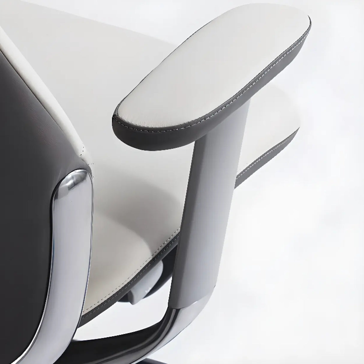 White Ergonomic Swivel Leather Office Chair with Headrest Image - 9