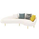 White Fabrics Pillow Back Curved Sofa Seating Group Image - 10