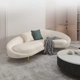 White Fabrics Pillow Back Curved Sofa Seating Group Image - 12