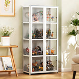 White Fashion Bamboo Clear Figure Display Cabinets Image - 3