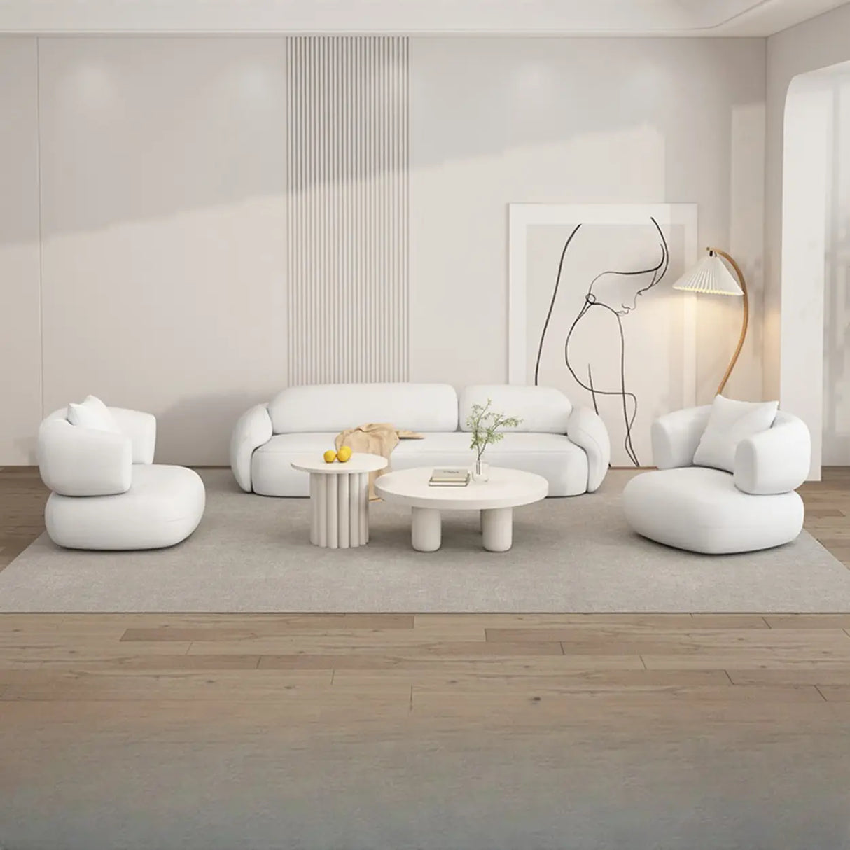 White Faux Leather Tight Back Reception Sofa Set Image - 15