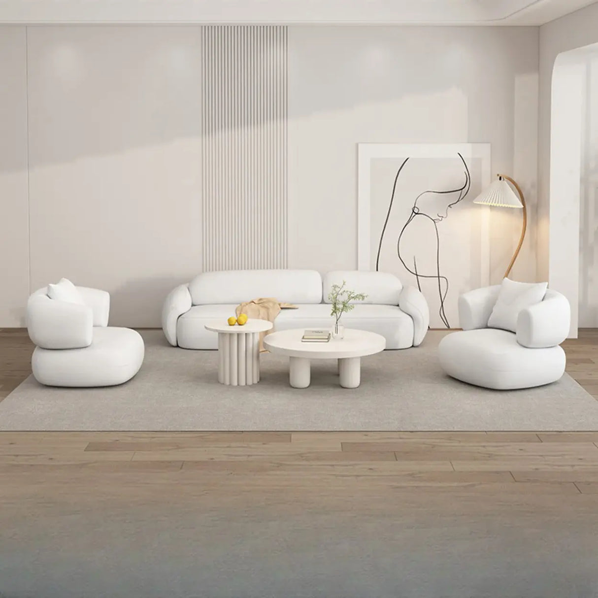 White Faux Leather Tight Back Reception Sofa Set Image - 17