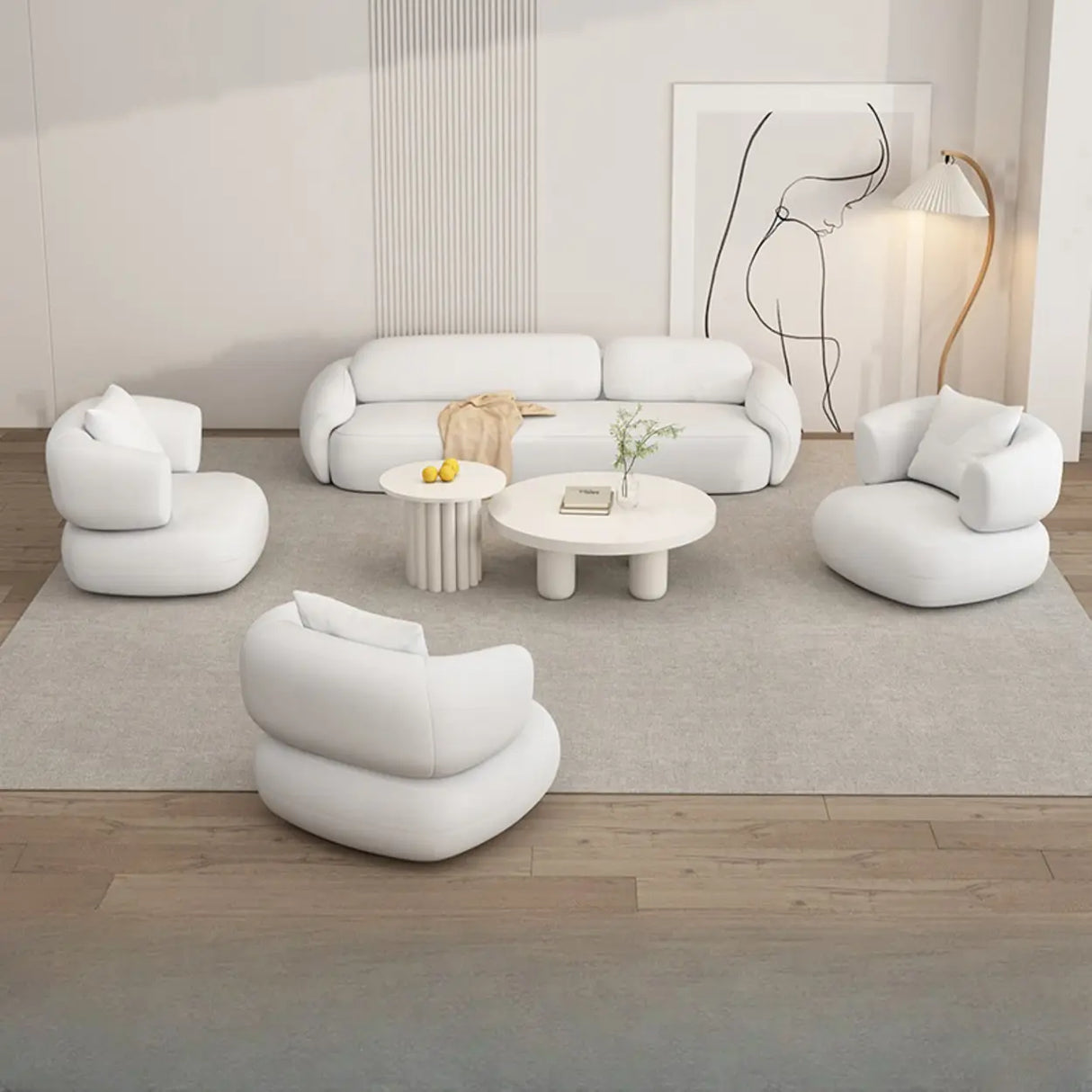 White Faux Leather Tight Back Reception Sofa Set Image - 4