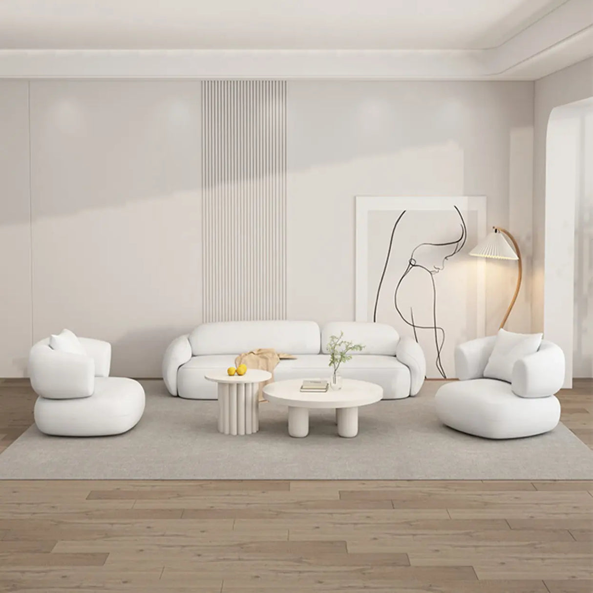White Faux Leather Tight Back Reception Sofa Set Image - 5