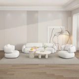 White Faux Leather Tight Back Reception Sofa Set Image - 5