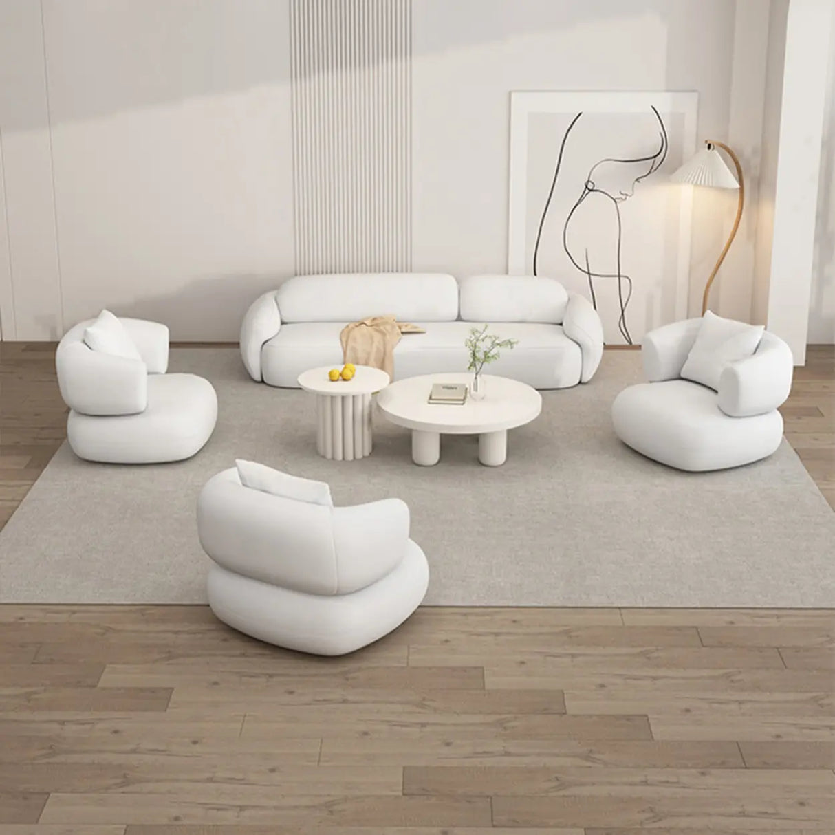 White Faux Leather Tight Back Reception Sofa Set Image - 8