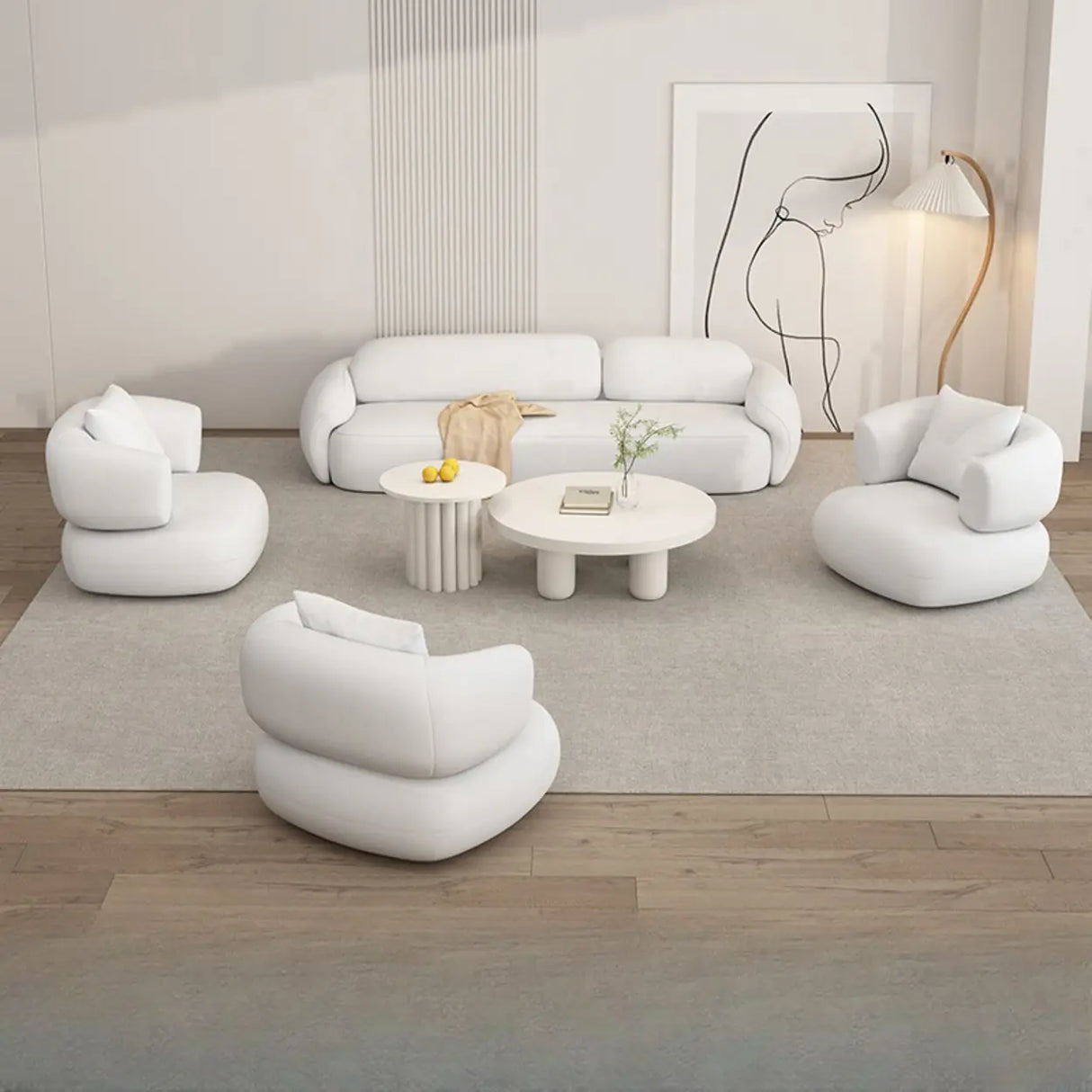 White Faux Leather Tight Back Reception Sofa Set Image - 9