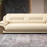 White Faux Leather Wood Frame Reception Sofa with Arms Image - 10