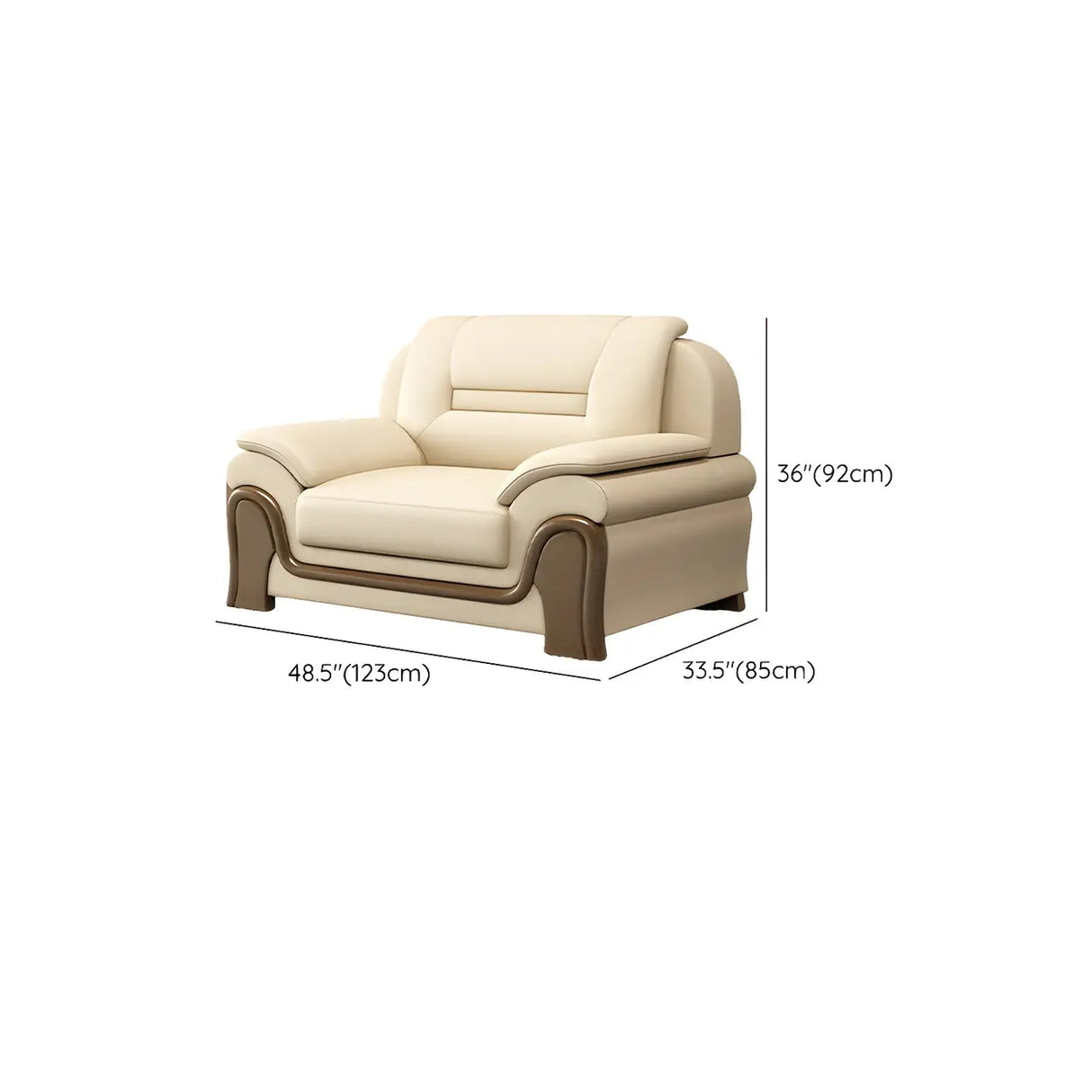 White Faux Leather Wood Frame Reception Sofa with Arms 