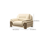 White Faux Leather Wood Frame Reception Sofa with Arms #size