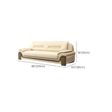 White Faux Leather Wood Frame Reception Sofa with Arms Image - 16