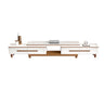 White Faux Marble Drawers Rectangle Long TV Stand Image - 2