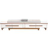White Faux Marble Drawers Rectangle Long TV Stand Image - 6