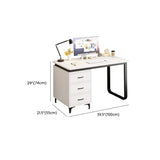 White Fiberboard Computer Desk with Drawers #size