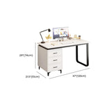 White Fiberboard Computer Desk with Drawers Image - 11