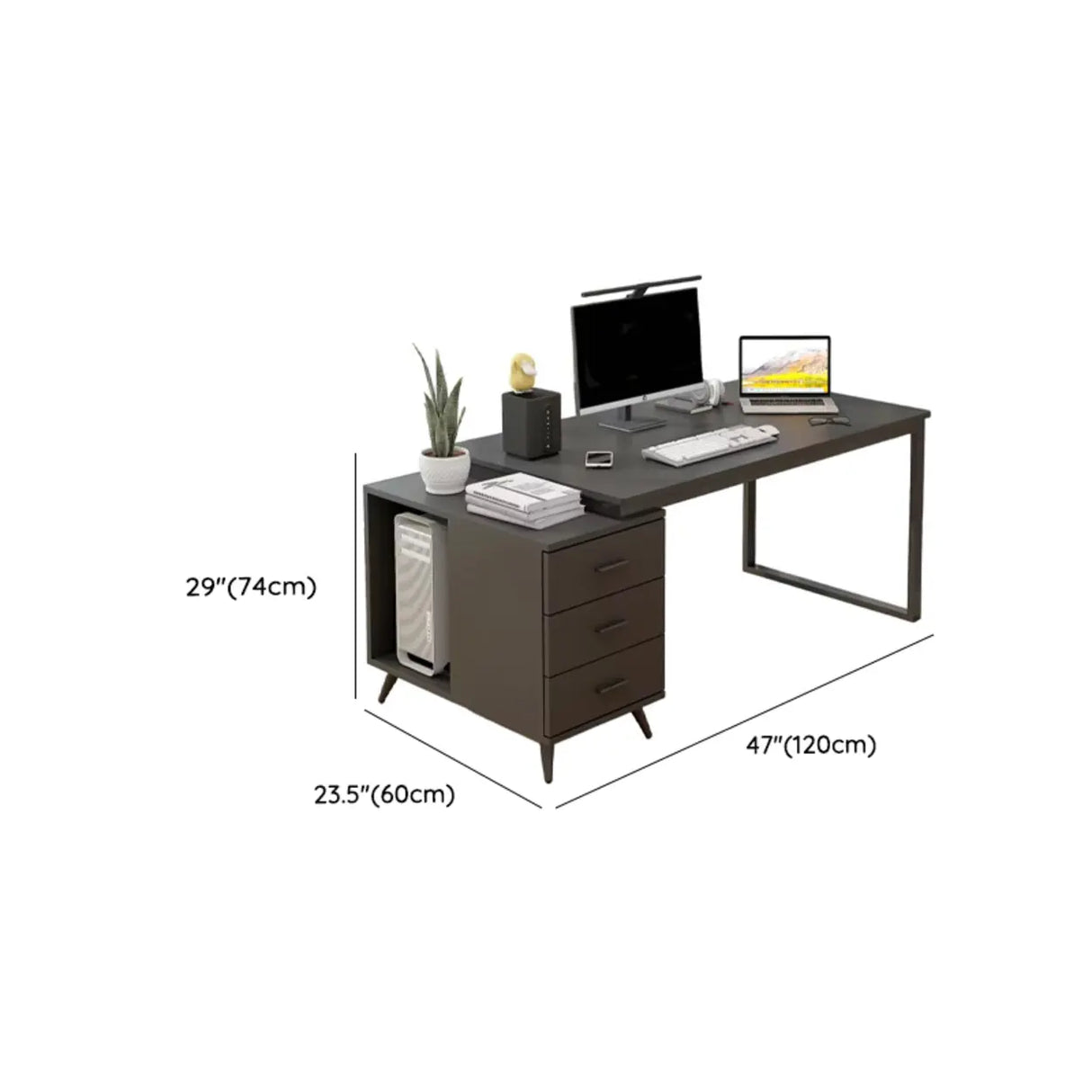 White Fiberboard Computer Desk with Drawers Image - 13