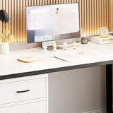 White Fiberboard Computer Desk with Drawers Image - 4