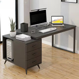 White Fiberboard Computer Desk with Drawers Image - 5