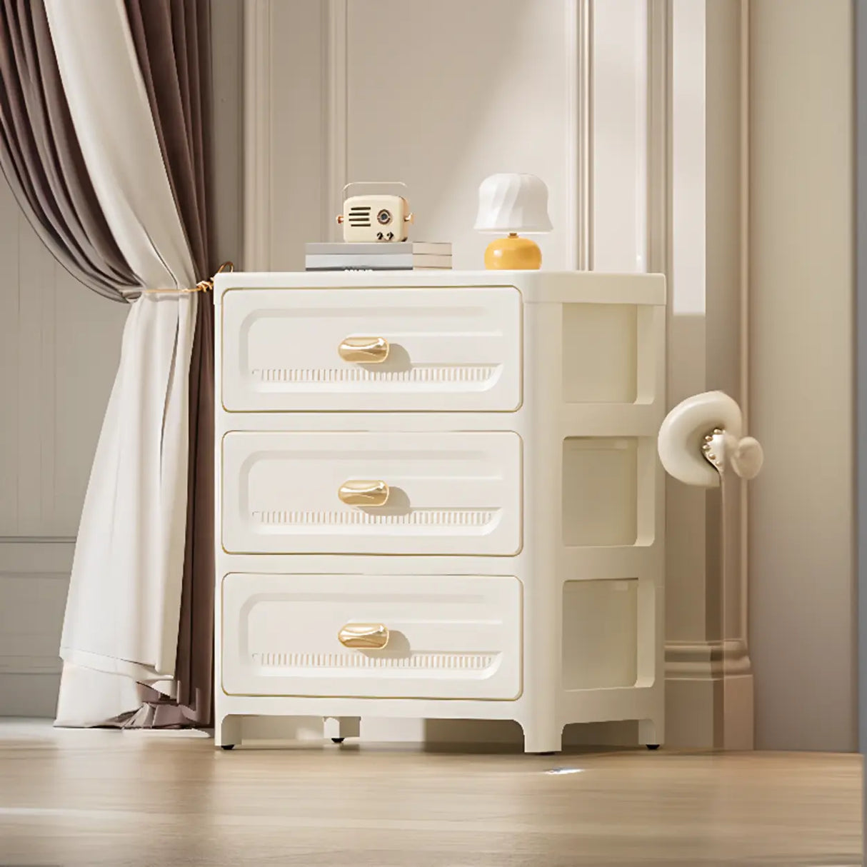 White Finish Multi-Drawers Kids Nightstand with Legs Image - 2