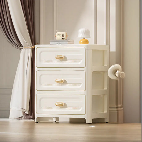 White Finish Multi-Drawers Kids Nightstand with Legs Image - 2