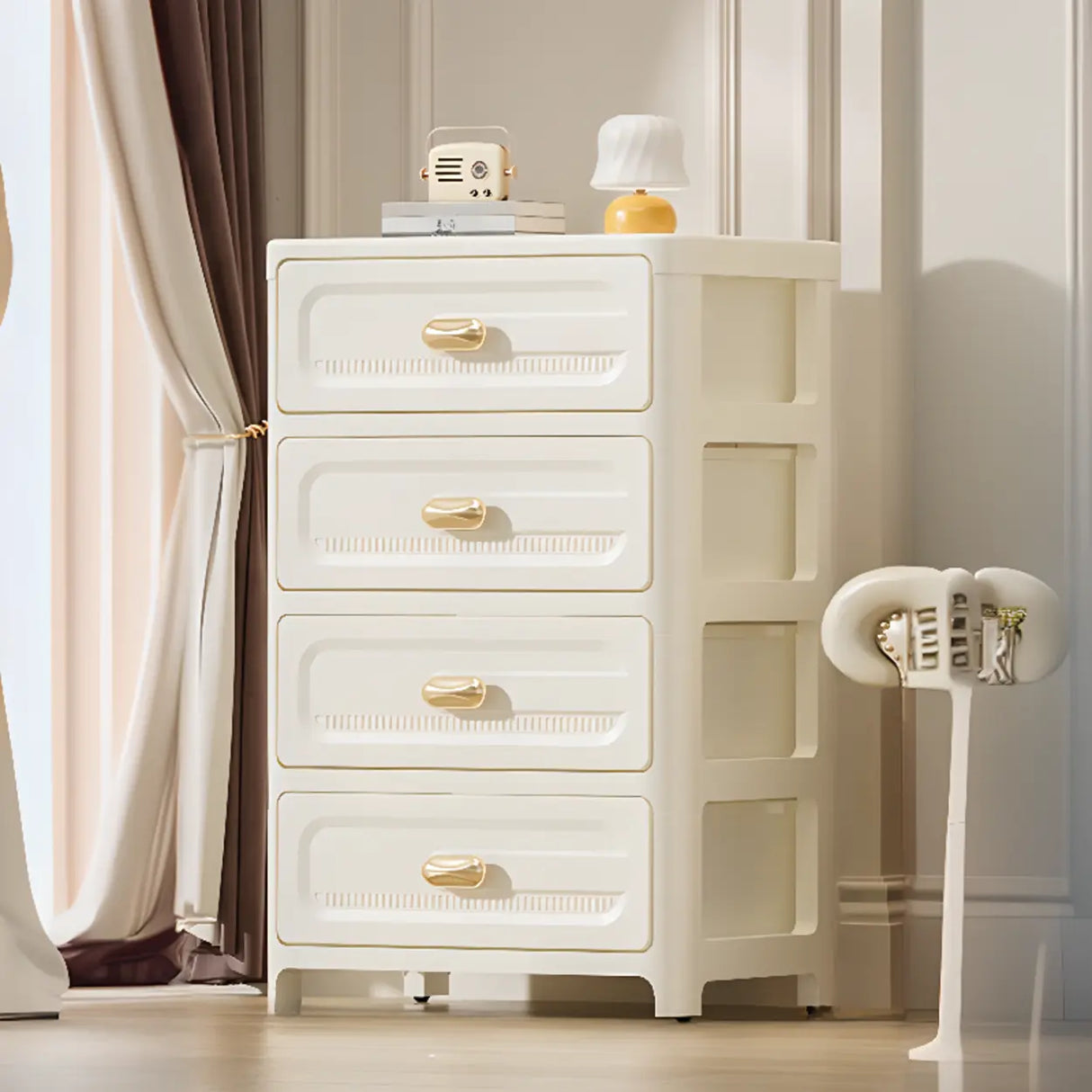 White Finish Multi-Drawers Kids Nightstand with Legs Image - 3