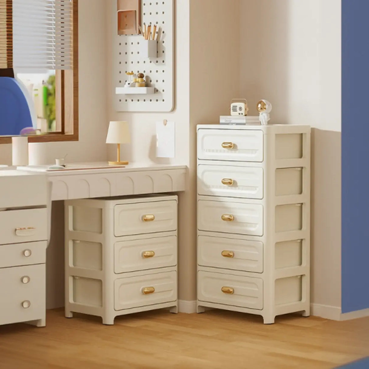 White Finish Multi-Drawers Kids Nightstand with Legs Image - 4
