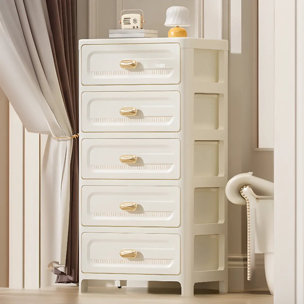 White Finish Multi-Drawers Kids Nightstand with Legs Image - 5