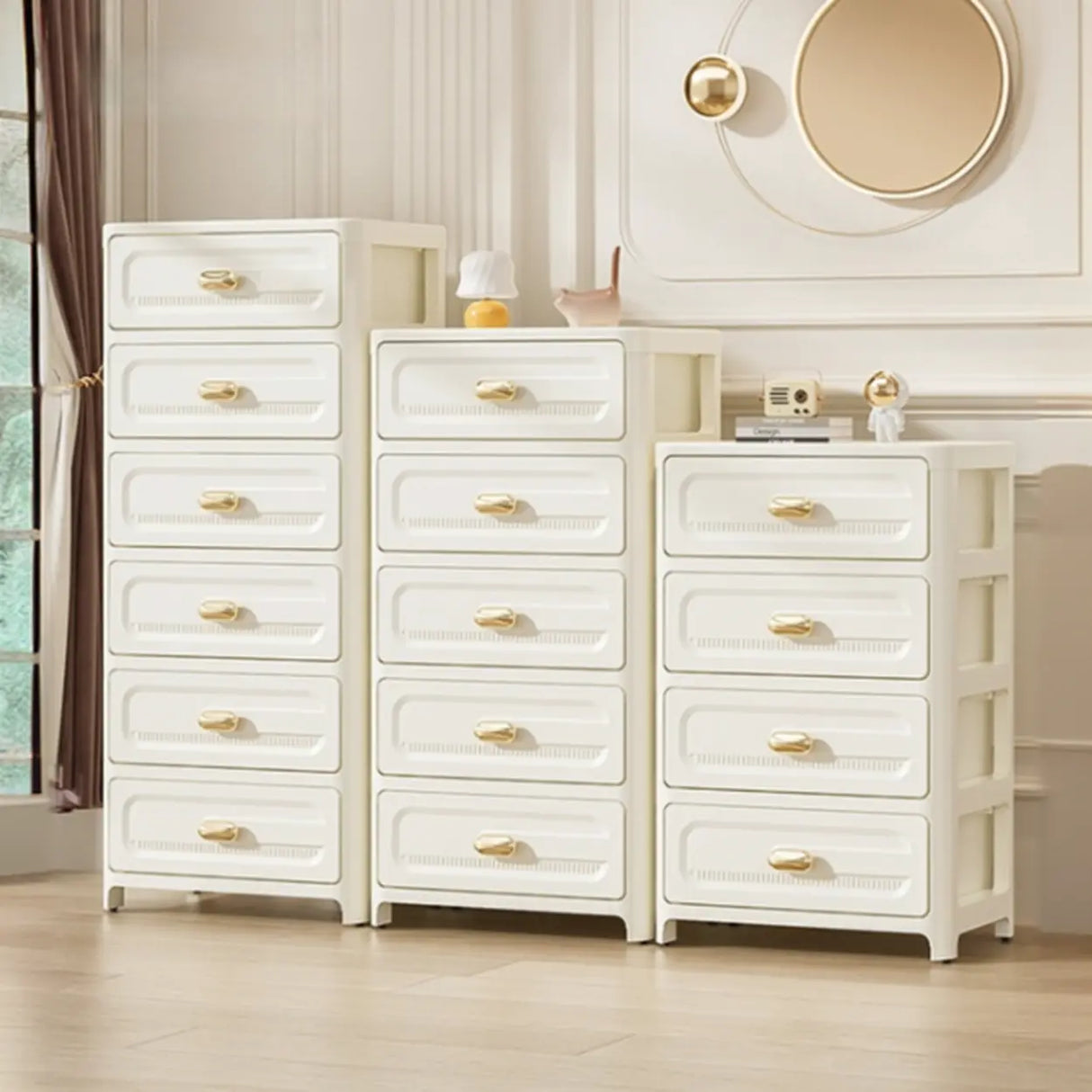 White Finish Multi-Drawers Kids Nightstand with Legs Image - 6