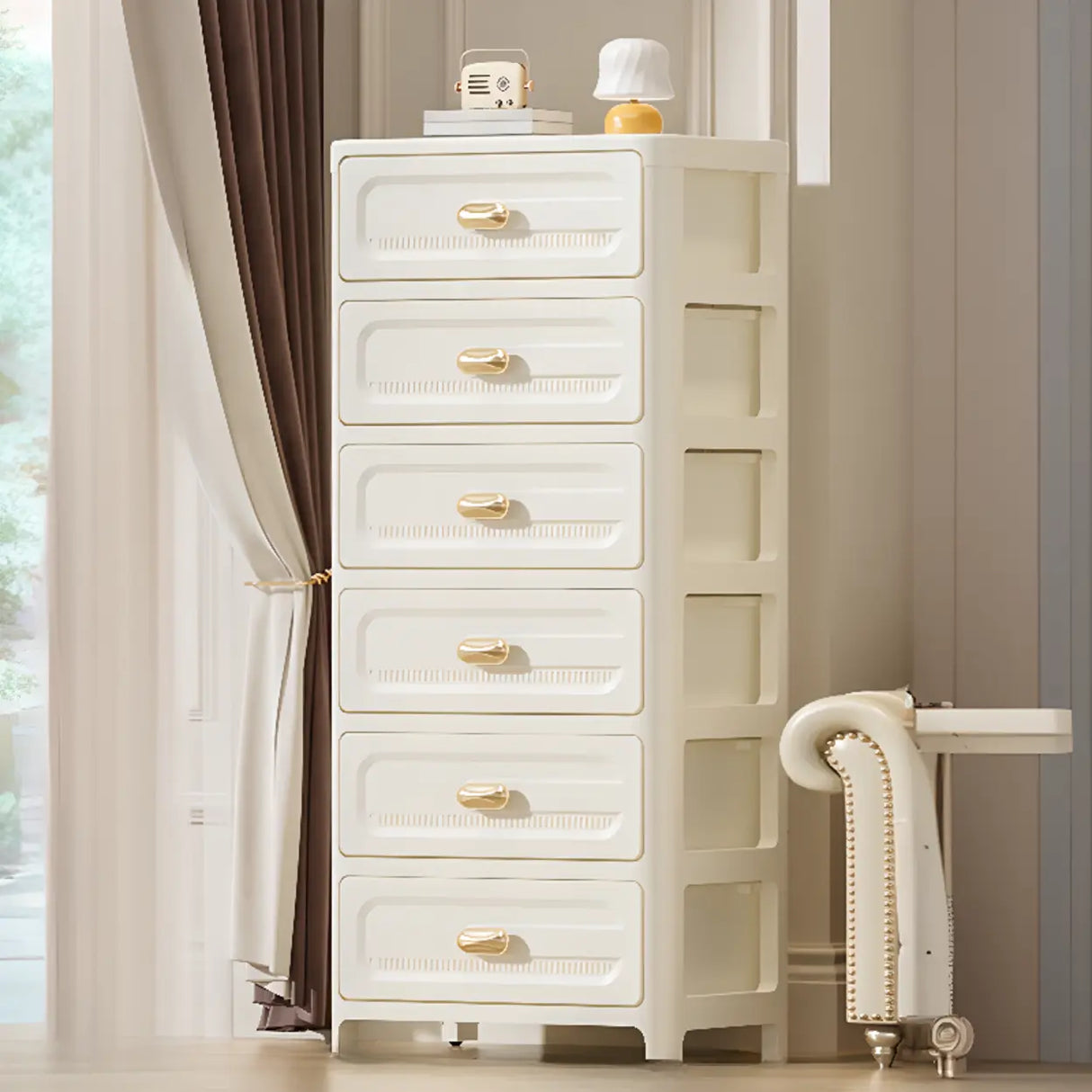 White Finish Multi-Drawers Kids Nightstand with Legs Image - 7