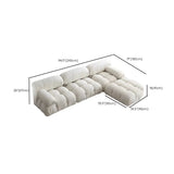 White Flannel Fabric Round Arm Tight Back Tufted Sofa #size