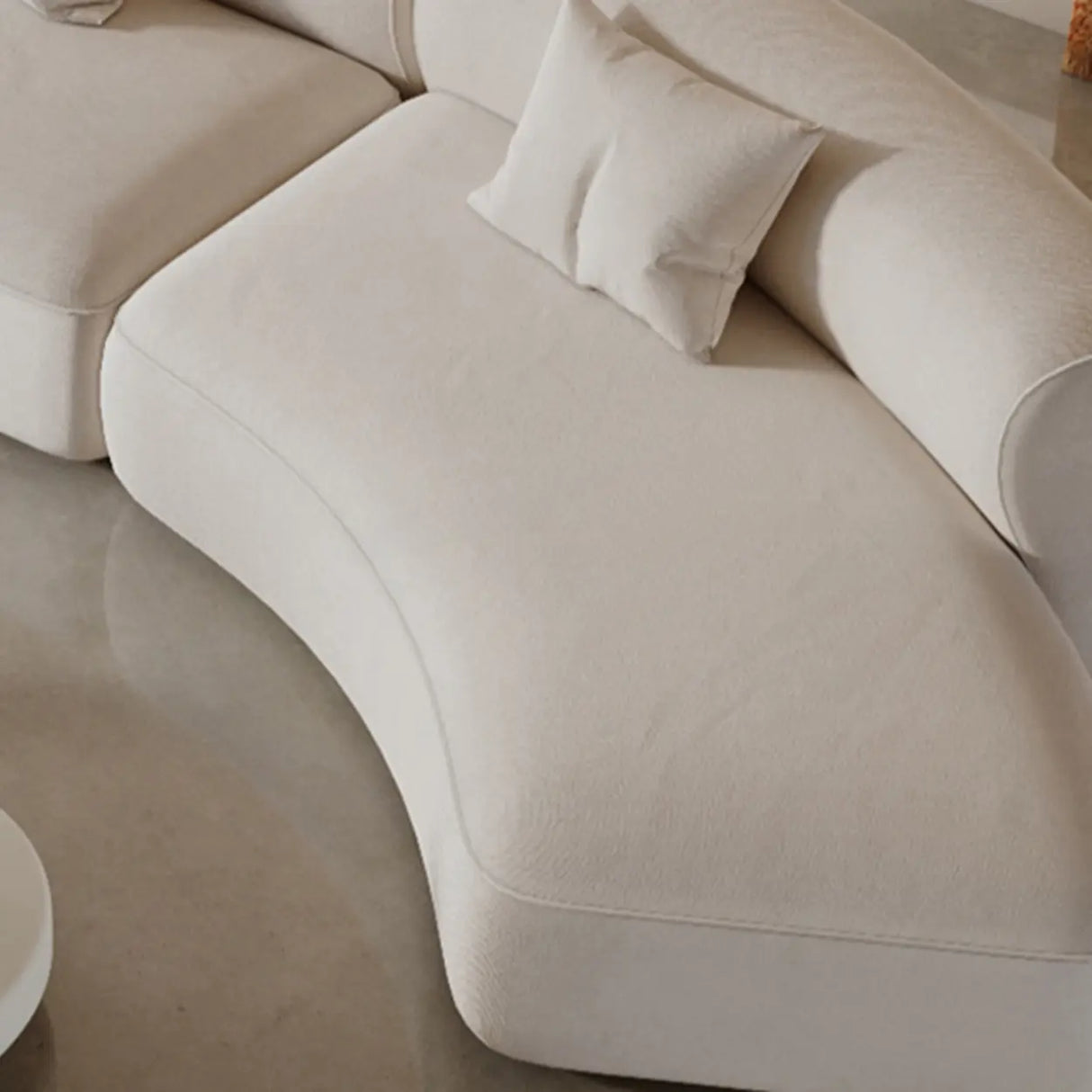 White Flannel Tight Back Horizontal Sofa with Pillow Image - 10