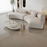 White Flannel Tight Back Horizontal Sofa with Pillow Image - 12