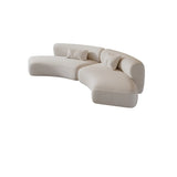 White Flannel Tight Back Horizontal Sofa with Pillow Image - 3