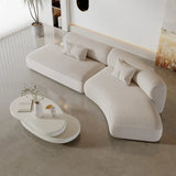 White Flannel Tight Back Horizontal Sofa with Pillow Image - 9