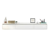 White Floating Mount Oak Wood Drawers Cabinet TV Stand Image - 10